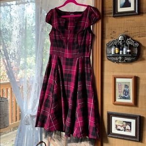 Pink and black plaid dress